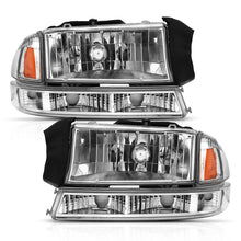 Load image into Gallery viewer, ANZO 1997-2004 Dodge Dakota Crystal Headlight Set Chrome Amber Headlights ANZO
