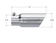 Load image into Gallery viewer, MBRP Universal Tip 4in OD 3in Inlet 10in Length Dual Wall Angled End T304 Steel Tubing MBRP
