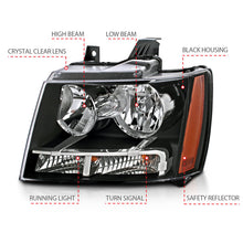 Load image into Gallery viewer, ANZO 2007-2014 Chevrolet Tahoe/Suburban Crystal Headlights Black Headlights ANZO

