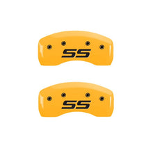 Load image into Gallery viewer, MGP 4 Caliper Covers Engraved Front &amp; Rear Monte Carlo SS Yellow Finish Black Char 2002 Chevy Impala Caliper Covers MGP

