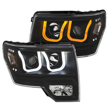 Load image into Gallery viewer, ANZO 2009-2014 Ford F-150 Projector Headlights w/ U-Bar Switchback Black w/ Amber Headlights ANZO
