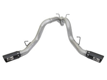 Load image into Gallery viewer, aFe ATLAS 4in DPF-Back Alum Steel Exhaust System w/Dual Exit Black Tip 2017 GM Duramax 6.6L (td) DPF Back aFe

