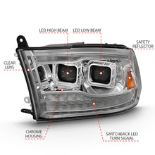 Load image into Gallery viewer, ANZO 2009-2018 Dodge Ram 1500 Led Projector Plank Style Switchback H.L Halo Chrome Amber (OE Style) Headlights ANZO
