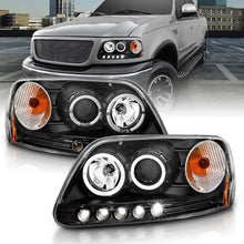 Load image into Gallery viewer, ANZO 1997.5-2003 Ford F-150 Projector Headlights w/ Halo and LED Black 1pc Headlights ANZO
