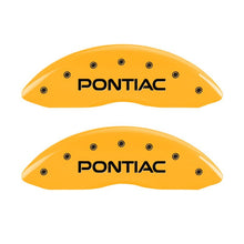 Load image into Gallery viewer, MGP 4 Caliper Covers Engraved Front Pontiac Rear Arrow Yellow Finish Blk Char 2001 Pontiac Firebird Caliper Covers MGP
