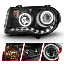 Load image into Gallery viewer, ANZO 2005-2010 Chrysler 300C Projector Headlights w/ Halo Black (CCFL) G2 Headlights ANZO

