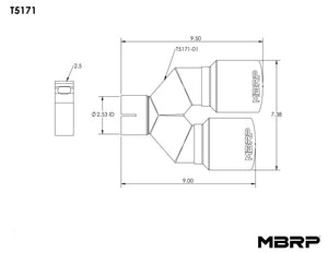 MBRP Universal T304 SS Dual Tip 3.5in OD/2.5in Inlet Tips MBRP   
