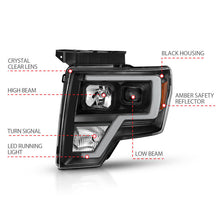 Load image into Gallery viewer, ANZO 2009-2014 Ford F-150 Projector Light Bar H.L Black Amber Headlights ANZO
