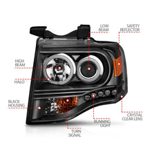 Load image into Gallery viewer, ANZO 2007-2014 Ford Expedition Projector Headlights w/ Halo Black Headlights ANZO
