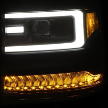 Load image into Gallery viewer, ANZO 16+ Chevy Silverado 1500 Projector Headlights Plank Style Black w/Amber/Sequential Turn Signal Headlights ANZO
