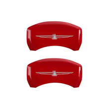 Load image into Gallery viewer, MGP 4 Caliper Covers Engrvd Front No bolts/Tbird Engrvd Rear/Tbird Emblem Red fnsh slvr ch Caliper Covers MGP
