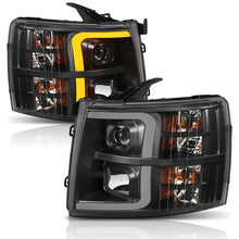 Load image into Gallery viewer, ANZO 07-13 Chevrolet Silverado 1500 Plank Style Projector Headlights Black w/ Amber Headlights ANZO
