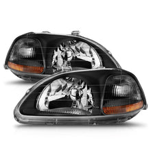 Load image into Gallery viewer, ANZO 1996-1998 Honda Civic Crystal Headlights Black Headlights ANZO
