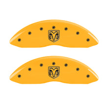 Load image into Gallery viewer, MGP 4 Caliper Covers Engraved Front &amp; Rear With stripes/Dodge Black finish silver ch Caliper Covers MGP
