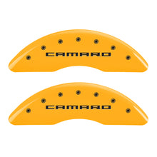 Load image into Gallery viewer, MGP 4 Caliper Covers Engraved Front Gen 5/Camaro Engraved Rear Gen 5/Z28 Yellow finish black ch Caliper Covers MGP
