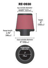 Load image into Gallery viewer, K&amp;N Universal Rubber Filter - Round Tapered 6in Base OD x 3in Flange ID x 6in H Air Filters - Universal Fit K&amp;N Engineering   
