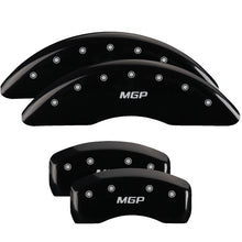 Load image into Gallery viewer, MGP 4 Caliper Covers Engraved Front &amp; Rear MGP Black Finish Silver Char 2018 Chevrolet Traverse Caliper Covers MGP
