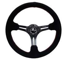 Load image into Gallery viewer, NRG Reinforced Steering Wheel (350mm / 3in. Deep) Blk Suede w/Red Stitching &amp; 5mm Spokes w/Slits Steering Wheels NRG
