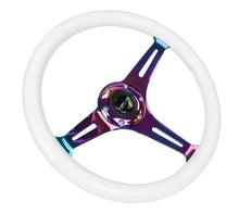 Load image into Gallery viewer, NRG Classic Wood Grain Steering Wheel (350mm) Glow-N-The-Dark Green Grip w/Neochrome 3-Spoke Center Steering Wheels NRG
