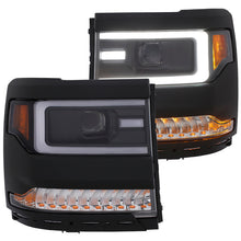 Load image into Gallery viewer, ANZO 16+ Chevy Silverado 1500 Projector Headlights Plank Style Black w/Amber/Sequential Turn Signal Headlights ANZO
