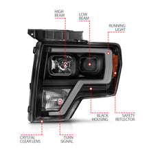 Load image into Gallery viewer, ANZO 2009-2014 Ford F-150 Projector Light Bar H.L Black Amber Headlights ANZO
