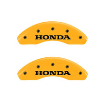 Load image into Gallery viewer, MGP 2 Caliper Covers Engraved Front Honda Yellow Finish Black Characters 2007 Honda Civic Caliper Covers MGP   
