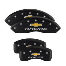 Load image into Gallery viewer, MGP 4 Caliper Covers Engraved Front &amp; Rear Silverado Red finish silver ch Caliper Covers MGP
