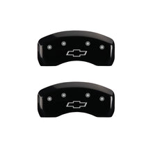 Load image into Gallery viewer, MGP 4 Caliper Covers Engraved Front &amp; Rear Bowtie Black finish silver ch Caliper Covers MGP
