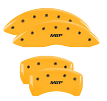 Load image into Gallery viewer, MGP 4 Caliper Covers Engraved Front/Rear 18-19 Buick Regal Sportback Yellow Finish Silver Characters Caliper Covers MGP
