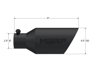 MBRP Universal Dual Wall Angle Rolled End Tip 4-1/2in OD / 2-1/2in Inlet / 11in Length - Black Tips MBRP   