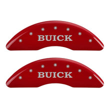 Load image into Gallery viewer, MGP 4 Caliper Covers Engraved Front Buick Rear Buick Shield Red Finish Silver Char 2015 Buick Regal Caliper Covers MGP
