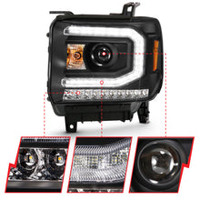 Load image into Gallery viewer, ANZO 2016-2019 Gmc Sierra 1500 Projector Headlight Plank Style Black w/ Sequential Amber Signal Headlights ANZO
