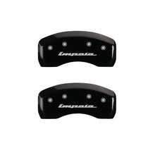 Load image into Gallery viewer, MGP 4 Caliper Covers Engraved Front &amp; Rear Impala Black finish silver ch Caliper Covers MGP
