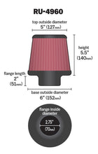 Load image into Gallery viewer, K&amp;N Filter Universal Rubber Filter 2 3/4 inch Flange 6 inch Base 5 inch Top 5 1/2 inch Height Air Filters - Universal Fit K&amp;N Engineering   
