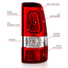 Load image into Gallery viewer, ANZO 2003-2006 Chevy Silverado 1500 LED Taillights Plank Style Chrome With Red/Clear Lens Tail Lights ANZO
