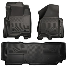 Load image into Gallery viewer, Husky Liners 2012.5 Ford SD Super Cab WeatherBeater Combo Black Floor Liners (w/o Manual Trans Case) Floor Mats - Rubber Husky Liners
