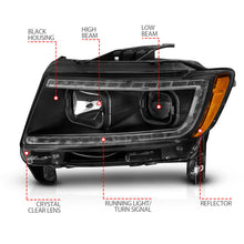Load image into Gallery viewer, ANZO 11-13 Jeep Grand Cherokee (Factory Halogen Only) Projector Headlights w/Light Bar Swtchbk Black Headlights ANZO
