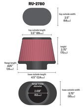 Load image into Gallery viewer, K&amp;N Filter Universal Rubber Filter 2 7/16 inch Flange 4.5x3.75 inch Base 3.5x2.5 inch Top 2.75 inch Misc Powersports K&amp;N Engineering   
