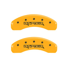 Load image into Gallery viewer, MGP 4 Caliper Covers Engraved Front &amp; Rear Raptor Yellow finish black ch Caliper Covers MGP
