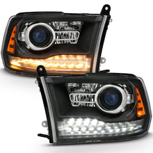 Load image into Gallery viewer, ANZO 2009-2018 Dodge Ram 1500 Projector Headlights Plank Style Halo w/Switchback Matte Black Headlights ANZO
