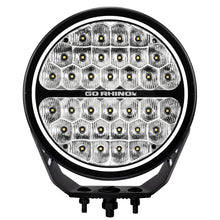 Load image into Gallery viewer, Go Rhino Xplor Blackout Series Round LED Sgl Driving Kit w/DRL (Surface/Thread Stud Mnt) 9in. - Blk Light Bars &amp; Cubes Go Rhino   
