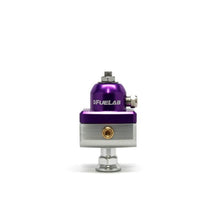Load image into Gallery viewer, Fuelab FLB57504-4 Fuelab 575 High Pressure Adjustable Mini FPR Blocking 25-65 PSI (1) -6AN In (2) -6AN Out - Purple
