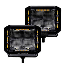 Load image into Gallery viewer, Go Rhino Light Bars &amp; Cubes Go Rhino Xplor Blackout Combo Series Cube Sideline LED Flood Lights w/Amber 4x3 - Blk (Pair)
