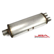Load image into Gallery viewer, JBA JBA40-252500 JBA Universal Chambered 304SS Muffler 25x8x5in 3in Center Inlet/2.5in Dual Outlet
