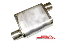 Load image into Gallery viewer, JBA JBA40-301100 JBA Universal Chambered Style 304SS Muffler 11x9.75x4 3in Inlet Diameter Offset/Offset
