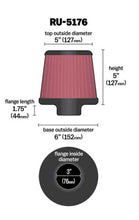 Load image into Gallery viewer, K&amp;N Engineering KNNRU-5176 K&amp;N Universal Rubber Filter-Round Tapered 3in Flange ID x 6in Base OD x 6in Top OD x 5in H
