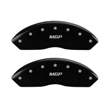 Load image into Gallery viewer, MGP MGP14008SMGPBK MGP 4 Caliper Covers Engraved Front &amp; Rear MGP Black finish silver ch
