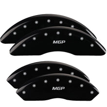 Load image into Gallery viewer, MGP MGP14008SMGPBK MGP 4 Caliper Covers Engraved Front &amp; Rear MGP Black finish silver ch

