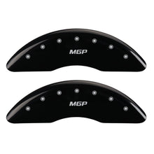 Load image into Gallery viewer, MGP MGP14008SMGPBK MGP 4 Caliper Covers Engraved Front &amp; Rear MGP Black finish silver ch
