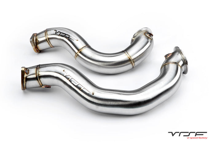 VRSF 3″ Cast Stainless Steel Catless Downpipes N54 V2 2007 – 2010 BMW 335i / 2008 – 2012 BMW 135i Exhaust VRSF Brushed Catless 